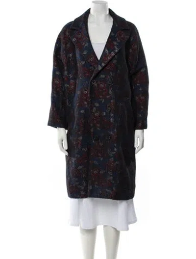 Pre-owned Billy Reid Floral Print Coat In Blue