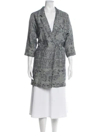 Pre-owned Billy Reid Floral Print Coat In Blue