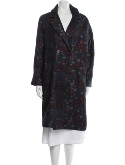 Pre-owned Billy Reid Floral Print Coat In Blue