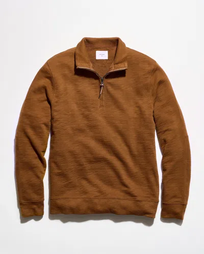 Billy Reid French Terry Half Zip In Brown