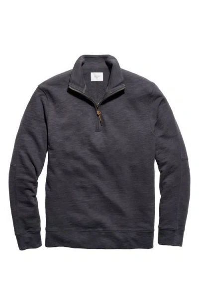 Billy Reid French Terry Half Zip Pullover In Blue