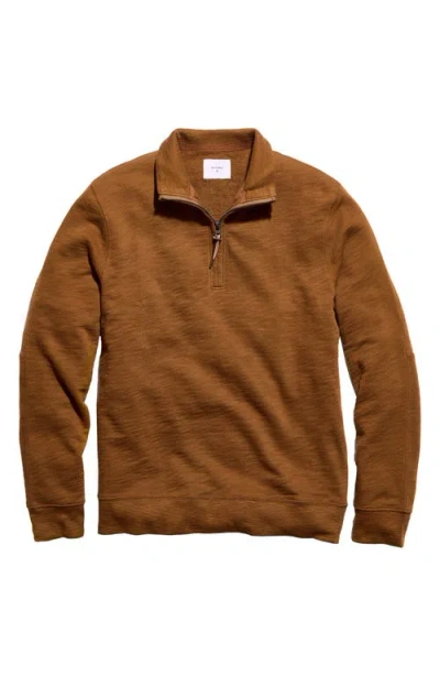 Billy Reid French Terry Half Zip Pullover In Brown