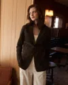 Billy Reid Fringe Suede Blazer In Evergreen