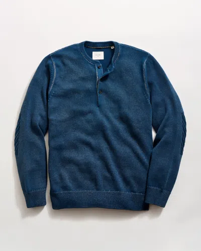 Billy Reid Garment-dyed Henley Sweater In Blue