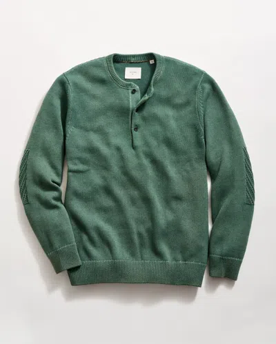 Billy Reid Garment-dyed Henley Sweater In Green