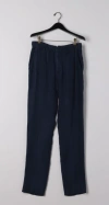 Billy Reid Garment Dyed Linen Flat Front Trouser - Carbon Blue In Carbon Blue