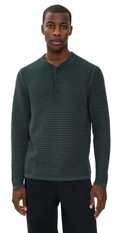 Billy Reid Garment-dyed Links Henley Carbon Blue