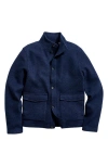 Billy Reid Garrett Stand Collar Wool & Cotton Jacket In Blue