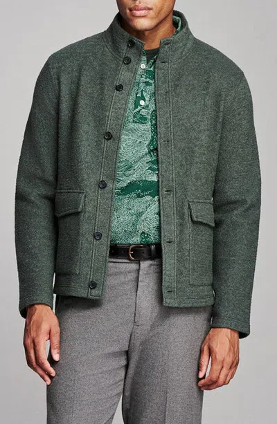 Billy Reid Garrett Stand Collar Wool & Cotton Jacket In Green
