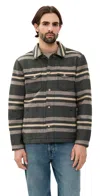 Billy Reid Heirloom Stripe Woodsman Jacket Asphalt Multi In Green