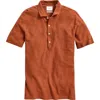 Billy Reid Hemp Cotton Twill Polo In Spice Brown