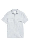 Billy Reid Men's Short Sleeve Hemp Cotton Knit Shirt In Pebble In Brown