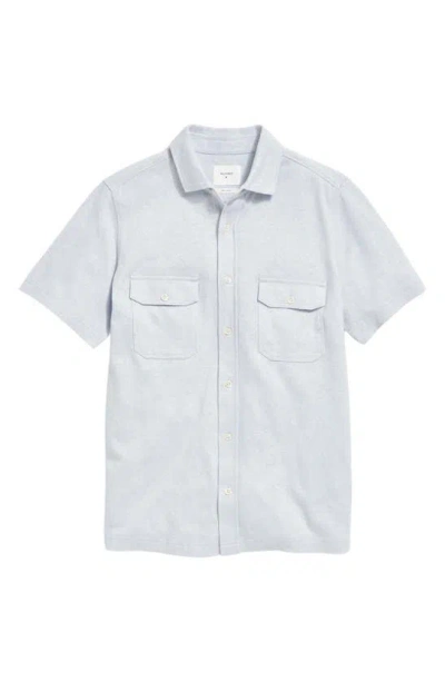 Billy Reid Hemp & Cotton Knit Short Sleeve Button-up Shirt In Pebble