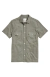 Billy Reid Short Sleeve Hemp Cotton Knit Shirt In Washed Grey