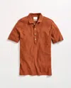 Billy Reid Hemp Cotton Twill Polo In Spice Brown