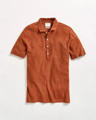 Billy Reid Hemp Cotton Twill Polo In Spice Brown