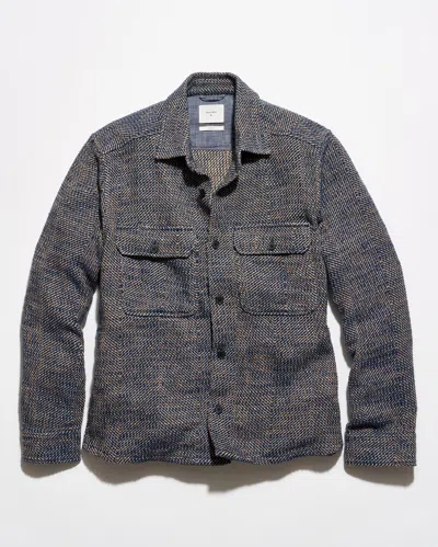 Billy Reid Herringbone Cpo Overshirt In Carbon Blue Multi