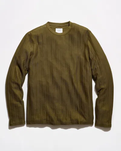 Billy Reid Herringbone Crewneck Long Sleeve T-shirt In Green