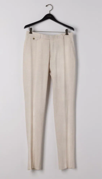 Billy Reid Herringbone Flat Front Trouser - Natural