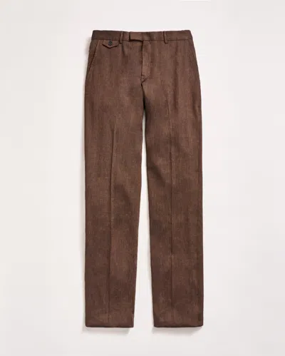 Billy Reid Herringbone Flat Front Trouser In Brown