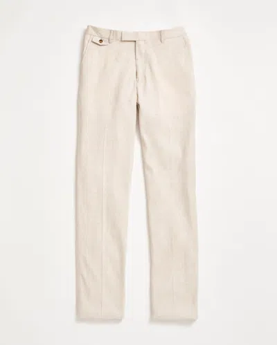Billy Reid Herringbone Flat Front Trouser In Cream