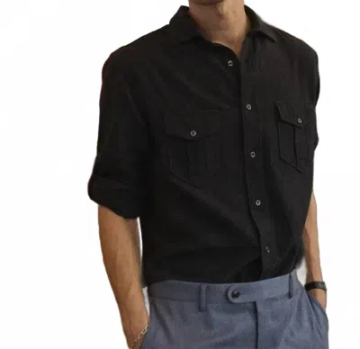 Billy Reid Herringbone Scout Shirt In Asphalt