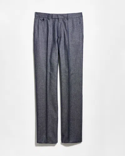 Billy Reid Herringbone Silk Wool Flat Front Trouser In Blue