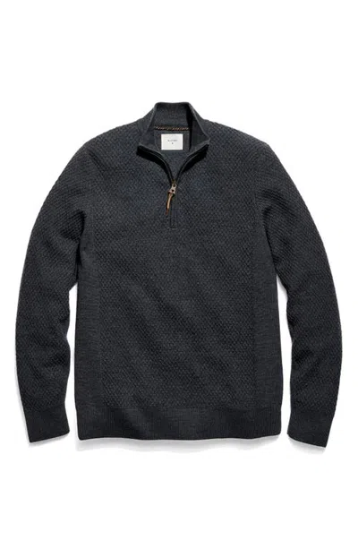 Billy Reid Honeycomb Wool Half Zip Sweater In Black