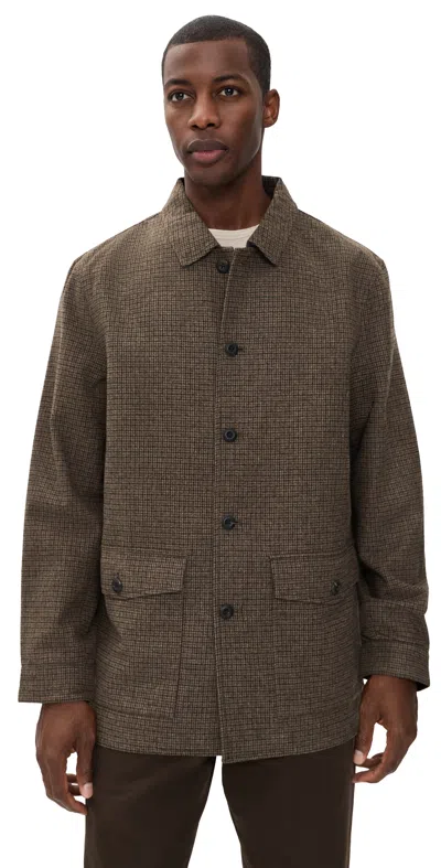 Billy Reid Houndstooth Bennet Overcoat Brown Multi