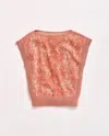 Billy Reid Jacquard Short Sleeve Wedge Sweater In Sunset/sand