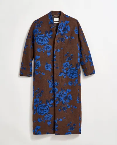 Billy Reid Jacquard Wool Zen Coat In Chocolate Brown