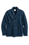 Billy Reid John Shawl Collar French Terry Jacket In Carbon Blue