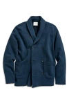 Billy Reid John Shawl Collar French Terry Jacket In Carbon Blue