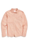 Billy Reid Textural Stripe John T Shirt In Terracotta