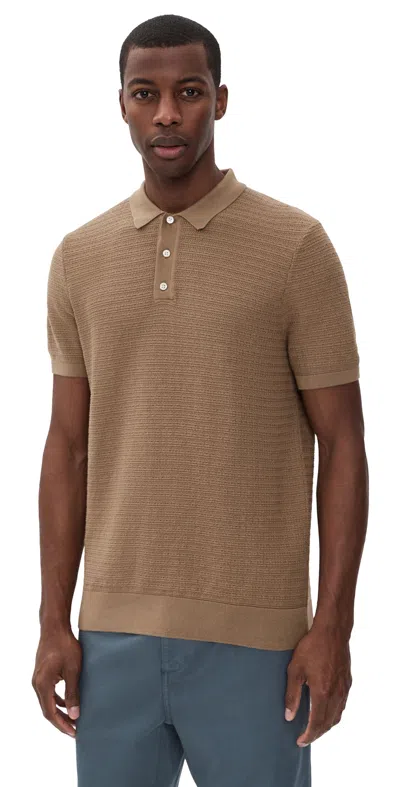 Billy Reid Lachlan Links Knit Polo British Khaki In Brown