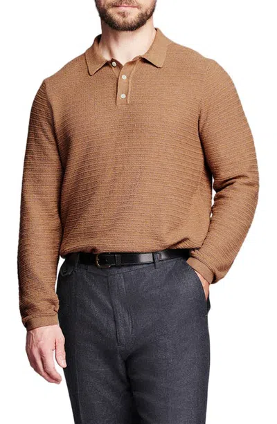 Billy Reid Lachlan Long Sleeve Polo In Brown