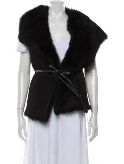 Pre-owned Billy Reid Lamb Fur Vest In Black