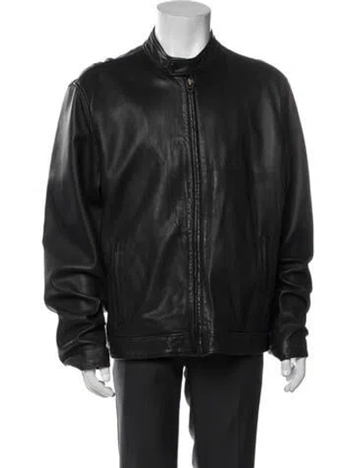 Pre-owned Billy Reid Lamb Leather Moto Jacket In Black