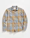 Billy Reid Large Scale Plaid Western Shirt In Faded Denim