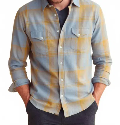 Billy Reid Large Scale Plaid Western Shirt In Faded Denim In Multi