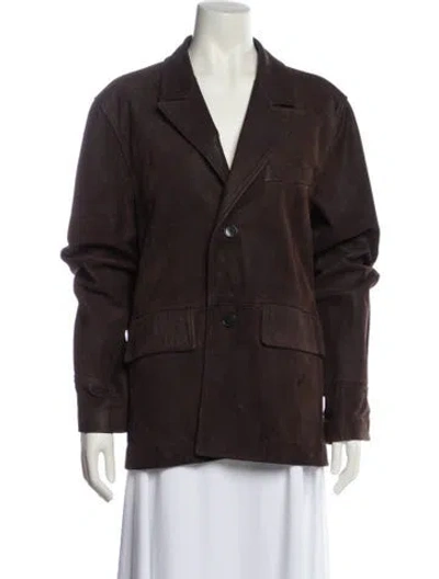 Pre-owned Billy Reid Leather Blazer In Brown