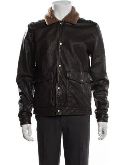 Pre-owned Billy Reid Leather Bomber Jacket In Brown
