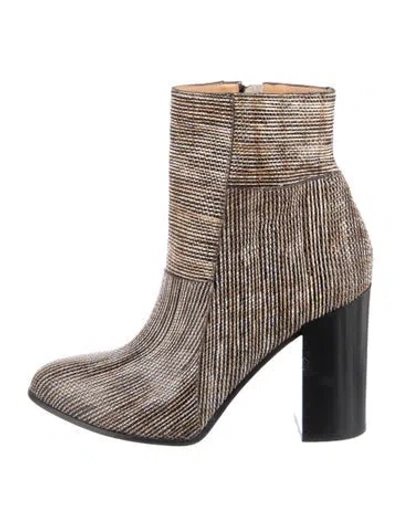 Pre-owned Billy Reid Leather Striped Boots In Brown