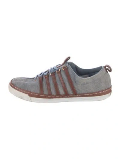 Pre-owned Billy Reid Leather Striped Sneakers In Blue