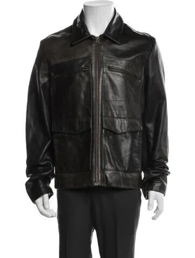 Pre-owned Billy Reid Leather Utility Jacket In Black