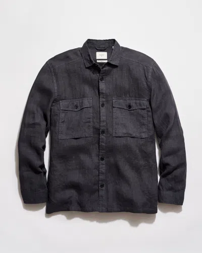 Billy Reid Linen Carpenter Overshirt In Gray