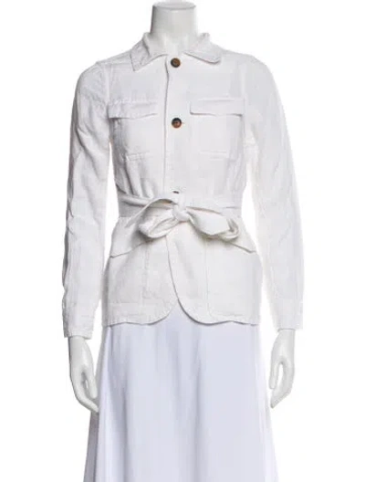 Pre-owned Billy Reid Linen Denim Jacket In White