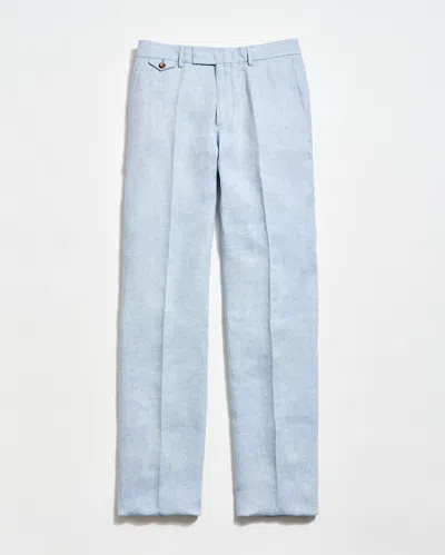 Billy Reid Linen Flat Front Trouser In Blue