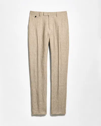 Billy Reid Linen Flat Front Trouser In Brown
