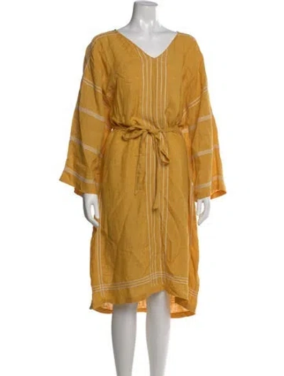 Pre-owned Billy Reid Linen Knee-length Dress In Yellow